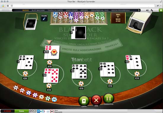 tavolo blackjack surrender su titanbet casino